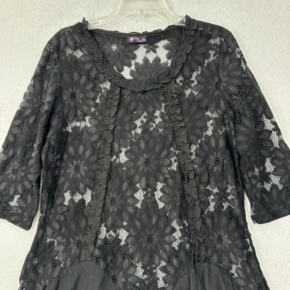 Free People‎ Black Lace Tunic Top Womens Medium Witchy Gothic - Picture 4 of 10